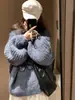 Suéter Casual Holgado Suave de Cuello Redondo con Mangas de Linterna para Mujer, Nuevo Punto de Color Sólido Acanalado Talla Grande Otoño/Invierno