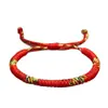 Pulsera de Nudo Vajra Estilo Tíbet con Hilo Rojo, Pulsera Trenzada Hecha a Mano, Cuerda Tántrica, Joyería Étnica Unisex al por Mayor