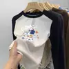 Ropa Interior Cálida para Niños Estilo Coreano Otoño/Invierno Felpa Cuello Redondo Prenda Base 2026 Nuevo Estudiante Manga Larga con Parches Tendencia