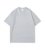 260 Hilo Doble Algodón Puro Grande Hombros Descubiertos Talla Europea Transfronteriza Holgada Camiseta Color Dulce Dopamina Cuello Redondo Juvenil Mangas Cortas
