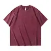 Camiseta Vintage Pesada 230g Lavada e Desgastada, Estilo de Rua Europeu e Americano, Algodão Puro, Caimento Solto, Manga Curta, Estampa de Dragão Personalizada Transfronteiriça