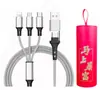Cable de Carga Rápida 3 en 1 de 100W con Trenzado de Nylon para Teléfonos Móviles Apple y Android TYPE-C, Directo de Fábrica