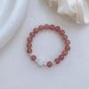 Nueva Pulsera de Cristal de Fresa Dulce de Corea del Sur Melocotón Miel Ojo de Gato Pulsera de Cuerda Stappy Moda Femenina Pulsera Versátil Elegante