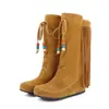 Botas de Moda Coloridas con Borlas de Cuentas Tacón de Cuña Tacón Medio Botas Casuales Botas de Tacón Medio Amazon Talla Grande 40-43 Botas