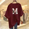 Camiseta Casual Solta de Algodão Puro Estilo Coreano Tamanho Grande com Estampa de Letras Manga Curta para Mulheres Verão Novo Estilo Tops de Meia Manga Venda por Atacado