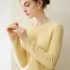 Suéter de cashmere 100% puro espessado para mulheres, gola redonda, trança, manga longa, pulôver, malha macia e aconchegante para outono e inverno, adequado para o trabalho