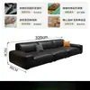 Sofá de moda minimalista de cuero negro estilo italiano, sofá recto de tres plazas para salas de estar pequeñas, sofá de cuero de alta calidad