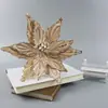 Flores de Poinsettia Artificiales de Terciopelo de Alta Gama Más Vendidas Transfronterizas, Flores en Forma de Estrella, Coronas de Navidad, Decoraciones para Árbol de Navidad