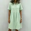 2026 Estação Independente da Amazon Verão Europeu e Americano Novo Temperamento Retrô Gola Polo Xadrez Manga Bufante Vestido