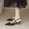 788 Fuxing Zapatos de Tacón Alto Fino para Mujer 2025 Sandalias de Tira Única Estilo Nuevo de Verano para Mujer Punta Fina Francesa Elegantes Versátiles