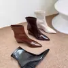 Estilo Versátil Nuevo de Otoño e Invierno, Botines Martin de Tacón Cuña con Punta Fina Adelgazantes para Mujer, Botines Cortos de Tacón Alto con Cremallera Trasera