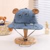 Chapéu de bebê super fofo estilo coreano outono e inverno novo chapéu de pescador versátil orelhas de urso desenho animado meninos e meninas Chapéu balde infantil