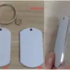 Llavero en Blanco Acero Inoxidable Placa Láser Recubierta Individualmente Embrión con Anilla Identificación de Mascota Escudo Militar