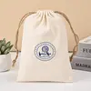 Punto al por mayor Creativo Lona Estampada Bolsillo con Solapa y Cordón Pantalones Estampados con Logo Algodón y Lino Bolsa con Cordón Bolsa de Almacenamiento Pantalones con Bolsillo de Solapa y Cordón Personalización