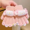 Guantes de Capibara para Niñas, Guantes Cálidos y Resistentes a la Escarcha de Dibujos Animados para Niños de Escuela Primaria, Guantes de Cinco Dedos para Niños y Bebés, Guantes Engrosados con Dedos Separados
