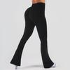 Pantalones de Yoga Ajustados de Cintura Alta de Color Sólido con Pierna Ligeramente Acampanada, Corte Delgado, Color Durazno, Secado Rápido, Casual, Ropa Exterior para Fitness, Pantalones Deportivos