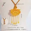 Puzuo Gold Shop Estilo Igual Ouro de Areia Pingente Coração Fechadura Discípulo Tianzi Cravejado com Diamante Colar Corrente de Suéter Dragão e Fênix Fechadura de Desejo para Mulheres