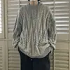 Suéter Casual Simples de Gola Redonda Masculino Tricô Marca da Moda Pulôver Solto Estudante Suéter de Lã Marca da Moda Vintage