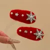 2026 Rojo Año Nuevo Nuevo Estilo Pinza para el Cabello de Copo de Nieve con Pedrería y Perla, Pinza para el Cabello Atmosférica, Pinza Lateral, Pinza para el Flequillo, Elegante Accesorio para el Cabello