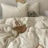 Estampado de Gatito de Dibujos Animados Tela tipo Nube Clase A Juego de Sábanas y Funda de Edredón de Cuatro Piezas para Cama de Dormitorio Juego de Tres Piezas Ropa de Cama para Niños