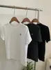 Exportação Original Verão Novo Macio e Sem Costura Bordado de Cabra Emagrecimento Solto Manga Curta Feminino Camiseta Top