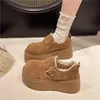 Zapatos de mujer estilo Birkenstock con suela gruesa y forro de felpa, colección otoño/invierno 2025, mocasines retro sin cordones, zapatos de algodón cálidos estilo Birkenstock