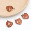 Colar Pingente Coração Cristal Natural Ágata Pedra Semi-preciosa 20mm Ametista Azul Dourado Venda Quente Atacado de Fábrica