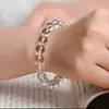 Pulsera de Cristal Blanco Imitación Pulsera de Perlas de Cristal Blanco Cadena de Cristal Transparente Tipo Hielo Libre de Impurezas Adorno Venta Directa Mayoreo