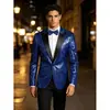 Traje de Lentejuelas Europeo y Americano Chaqueta para Hombre Corte Ajustado de un Solo Botón Ropa Formal Discoteca Presentador Escenario Ropa para Hombre Traje Multicolor