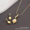 Conjunto de Collar y Aretes de Flor de Zorro con Piedra Ojo de Gato para Mujer, Cadena de Clavícula Dorada de Lujo Ligero, Elegante Regalo de Joyería