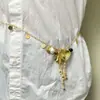 Collar Largo con Borla de Concha Corazón Dorado para Mujer, Cadena Versátil de Alto Nivel para Suéter, Accesorios de Cuello Apilados con Cadena para Falda y Cintura
