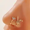 Venta Caliente Transfronteriza Moda Creativa Clip de Nariz de Conejo con Forma de Corazón Incrustado de Diamantes Traje Personalidad Europea y Americana Adorno de Nariz sin Perforación Clavo de Nariz para Mujeres