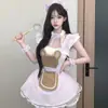 Naranja Amistad Lencería Sexy Atuendo de Sirvienta Sexy Puro Deseo Chica de Cocina Volantes Dulce Pequeña Sirvienta Traje de Cosplay para Mujeres