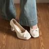 Sapatos Estilo Fada Stiletto Bico Quadrado Estilo Francês para Mulheres Sapatos de Design de Nicho Salto Alto para Mulheres Primavera e Verão 2025 Novo Estilo Quente