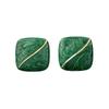Pendientes eléctricos con forma de gota de plata 925, estilo retro vintage francés, con esmalte verde bosque, cuadrados, geométricos y verdes.
