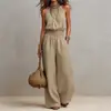 Mono de estilo bohemio con cuello halter y cintura ceñida, efecto adelgazante, espalda descubierta, pierna ancha, pantalones largos estilo vacacional, nuevo de verano