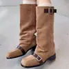Otoño 2026 Nuevo Estilo Coreano Diseño de Nicho Cómodas Punta Cuadrada Hebilla Botas de Jinete Botas Altas para Mujer