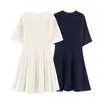 Comercio Exterior 2026 Primavera Nueva Ropa para Mujer Estilo Europeo y Americano Moda Casual Vestido de Punto Acanalado Manga Corta 0014002