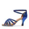 Sapatos Azuis de Dança Latina para Mulheres Adultas Sapatos de Dança de Salão Fundo Macio Sapatos de Dança de Salão Sapatos de Prática Sandálias de Verão Dança
