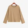 Blusa de tricô simples de cor sólida para mulheres plus size, coleção de inverno 2026, camada base versátil de gola redonda para mulheres curvilíneas, blusa feminina 25328