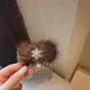Pente de Cabelo com Pingente de Pérola e Floco de Neve em Pelo de Vison de Alta Qualidade para Franja, Grampo para Cabelos Soltos, Pente Reverso para Mulheres, Acessório de Cabelo para Outono e Inverno