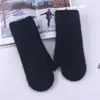 Guantes Calientes de Punto Grueso con Patrón Trenzado, Doble Capa, Forro Polar, de Piel de Conejo, Populares Transfronterizos para Mujer, sin Dedos