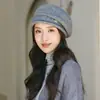 Gorro de Punto Nuevo para Otoño e Invierno con Pedrería Boina Versátil de Moda para Mujer Cómodo Cálido Cortavientos Sombrero de Lana