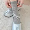 Calcetines de estilo Ins, estilo coreano, calcetines de punta dividida para mujer, calcetines holgados hasta la mitad de la pantorrilla, color liso, tejido de ochos, calcetines de dos dedos, estilo fino para primavera y otoño, calcetines versátiles