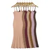 Ropa de Mujer al por Mayor Transfronteriza Estilo Europeo y Americano Multicolor Vestido con Tirantes Ropa de Verano para Mujer Cintura Adelgazante Elegante Falda Larga