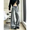 Calça jeans masculina com padrão de bambu lavado estilo americano, calças retas para outono, calças casuais largas e modernas