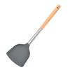 Conjunto de Utensílios de Cozinha de Silicone 5 Peças, Conjunto Doméstico de Colher e Espátula, Ferramentas com Cabo de Madeira de Aço Inoxidável, Suprimentos Especiais de Cozinha Atacado, Antiaderente