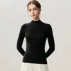 Suéter de lana de cuello medio para mujer, nuevo suéter corto de moda, capa base sin costuras ajustada