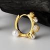 E6160 Estilo Coreano Nicho Diseñador Lujo Ligero Plata de Ley S925 Cuentas de Diamante Hebilla de Oreja Pendientes de Perlas para Mujer