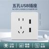 Painel de Interruptor Stosibn 86 Embutido Tom de Pele Branco Interruptor Simples 5 Furos Montado na Parede USB